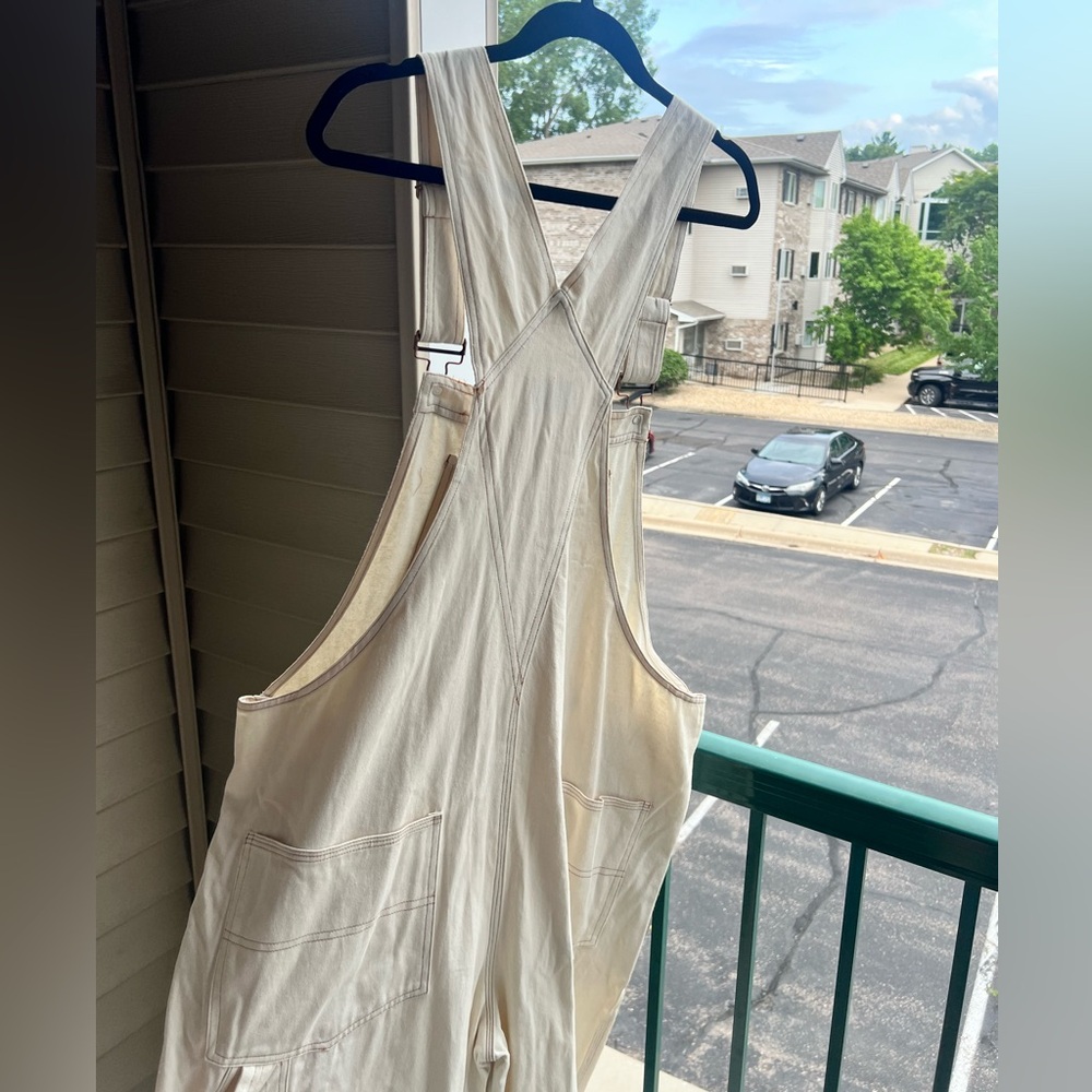 🆕 Aqua x Kristopher White Overalls Wide Leg Jumpsuit Minimalist Chic Casual XL - Picture 8 of 17
